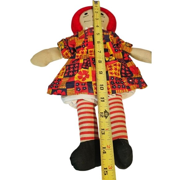 Raggedy Ann Doll Vintage Handmade 15" Felt Hair Unbranded Toy Girl Plush Striped - Picture 3 of 10